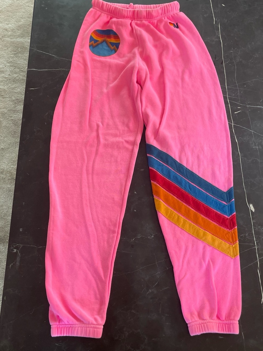 Aviator Nation Hot Pink Chevron Stripe Sweatpants